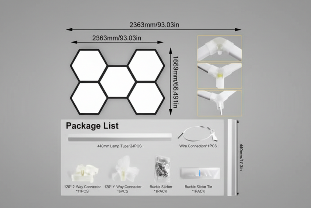 Lumière blanche LED hexagonale en nid d'abeille