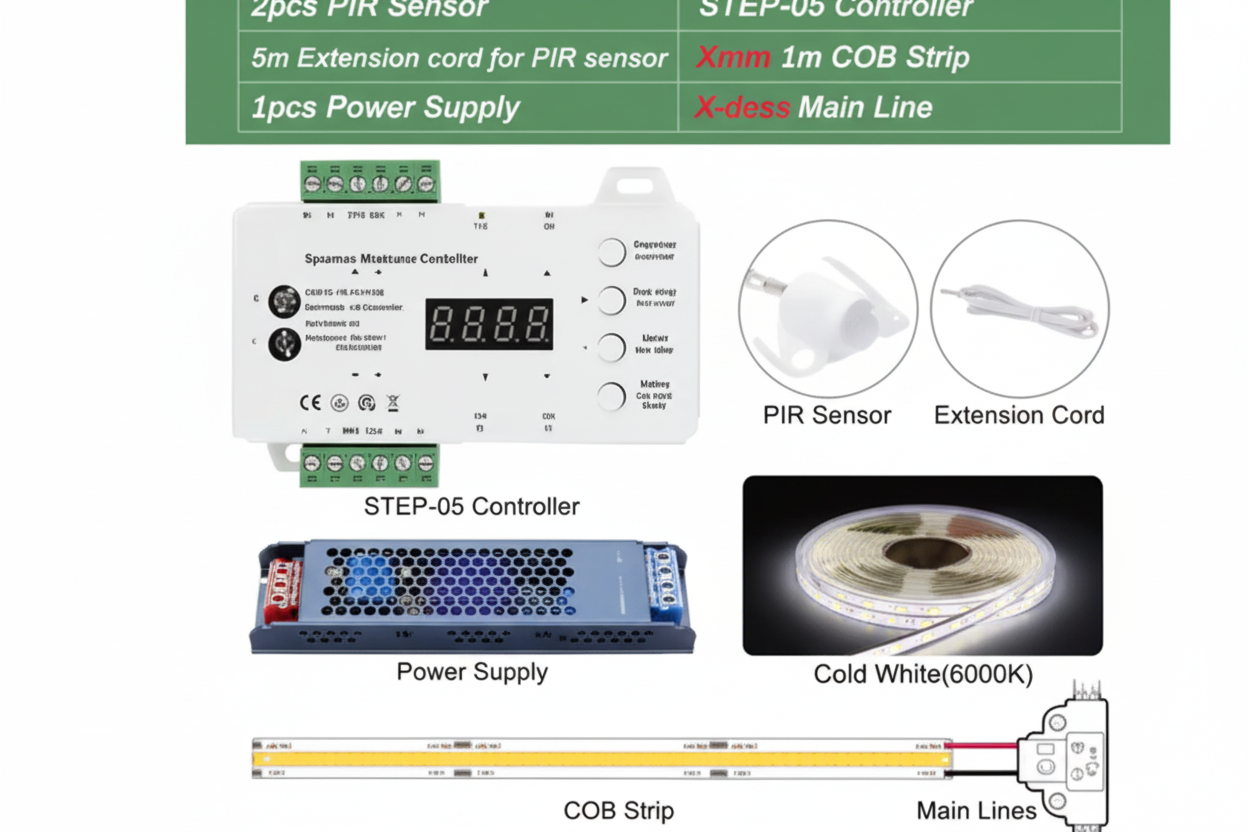 Bande LED Escalier avec Capteur de Mouvement (1 à 28 Marches)