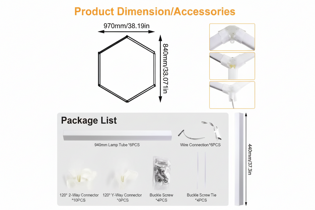 Lumière blanche LED hexagonale en nid d'abeille