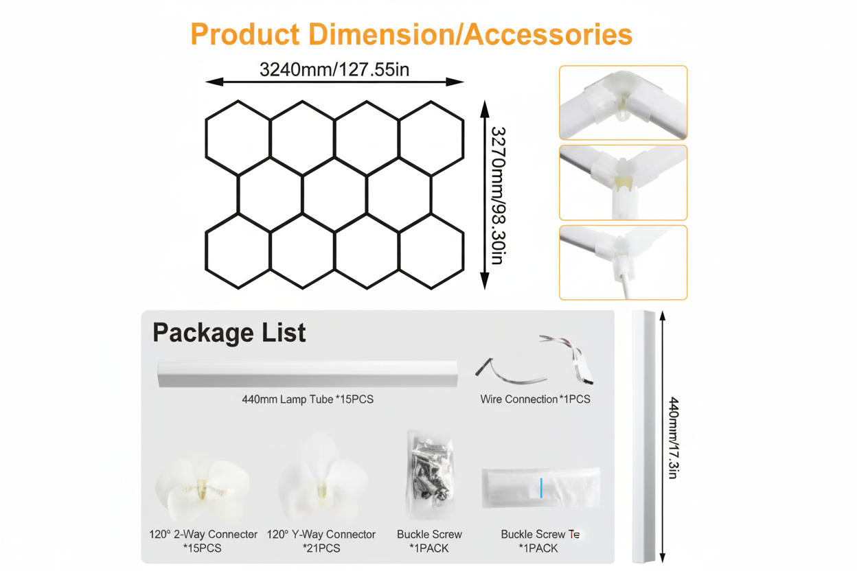 Lumière blanche LED hexagonale en nid d'abeille