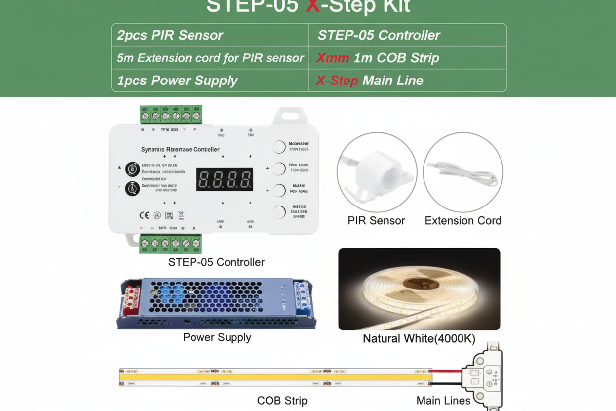 Bande LED Escalier avec Capteur de Mouvement (1 à 28 Marches)